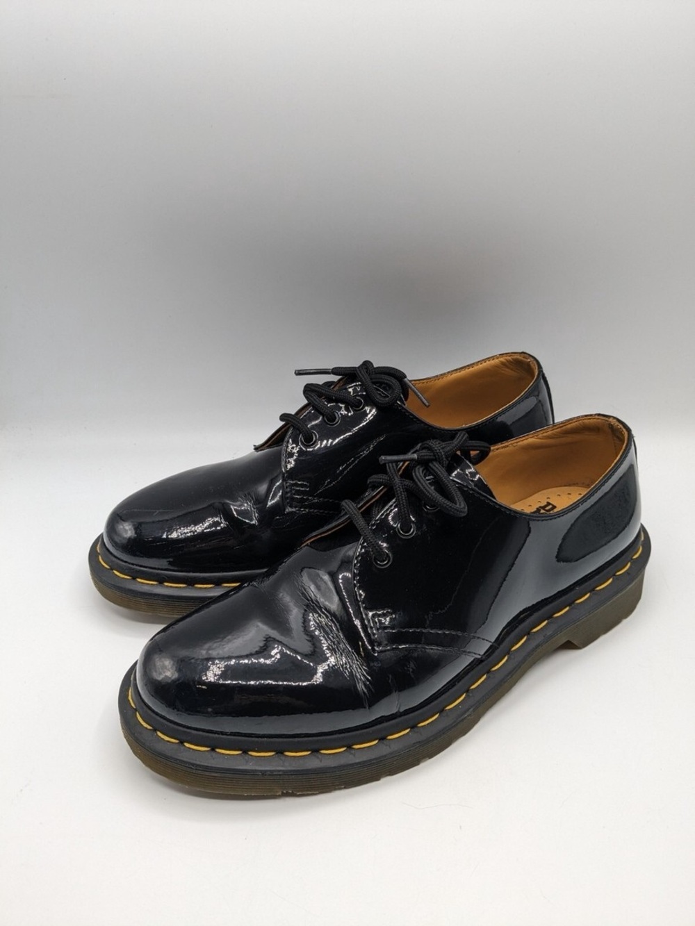 Dr. Martens 1461 QUAD Black Gloss Leather Lace Up Platform Oxford size 8 EU 39
